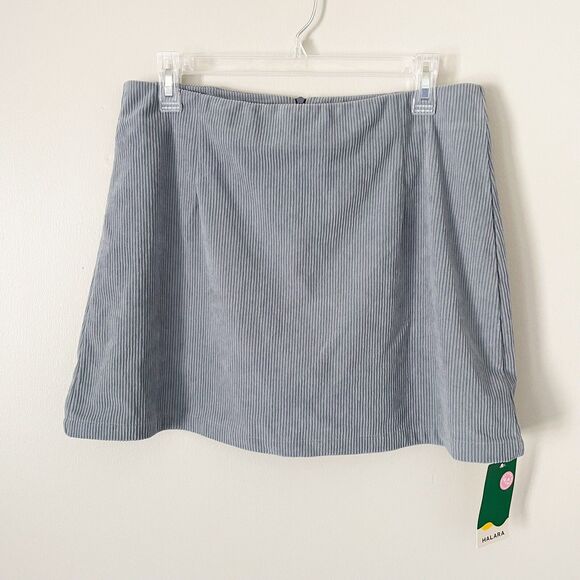 Halara Size L Blue Corduroy Zip Back Skort Skirt NEW NWT - Picture 1 of 5